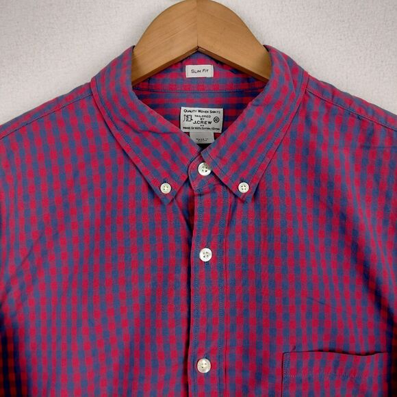J Crew Shirts Mens XL Lot of 2 Red Check Plaid Slim Fit Long Sleeve Button Down - Picture 4 of 16